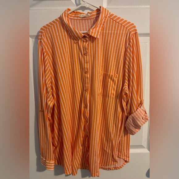 paper tee Tops - Women’s Coastal Vertical Striped Shirt 3X
